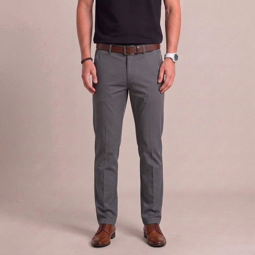 Stretch casual broek met comfortabele pasvorm voor heren