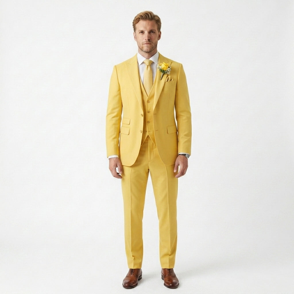 Slim fit driekleurig pak voor heren