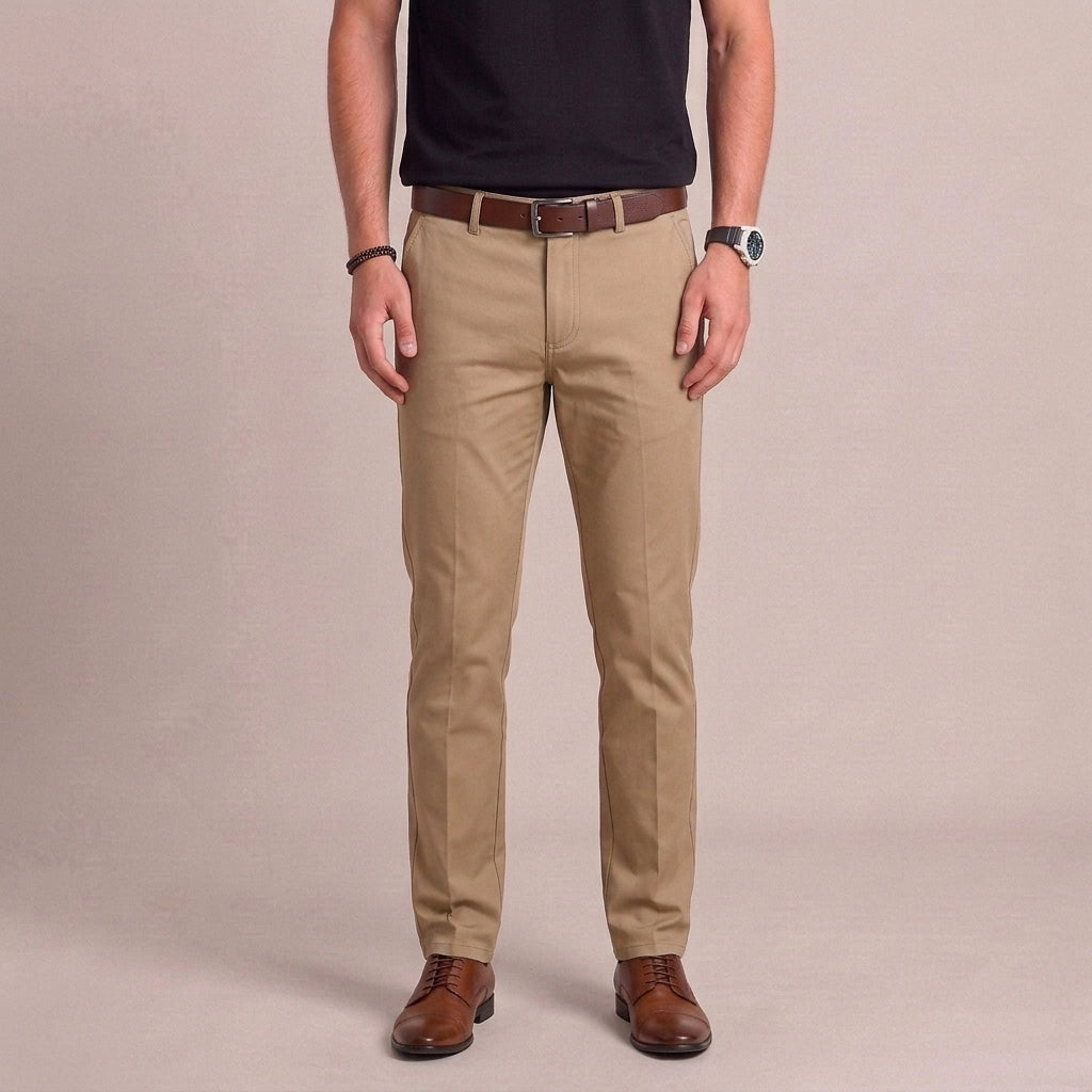 Stretch casual broek met comfortabele pasvorm voor heren