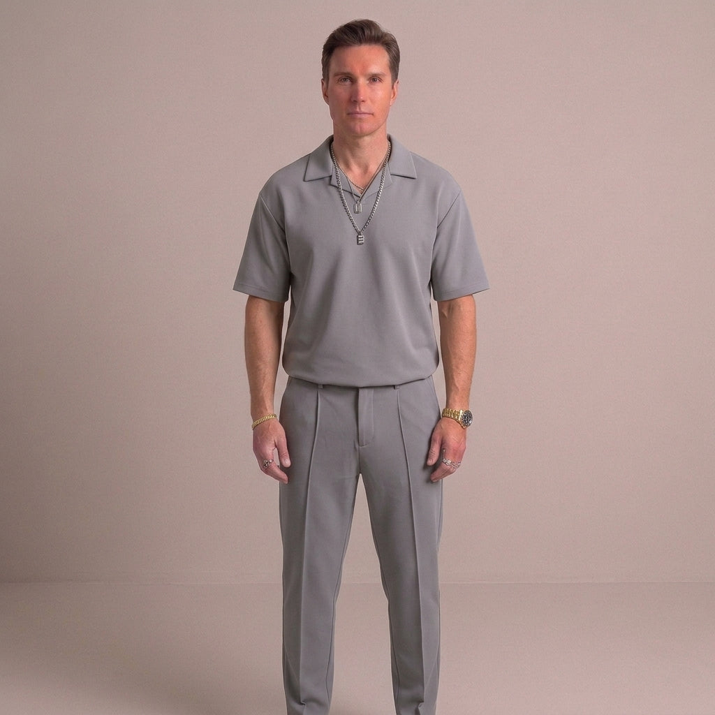 Smart casual set met overhemd en rechte broek voor heren