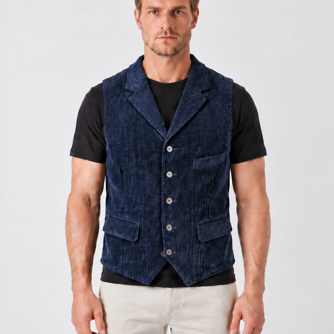 Corduroy Gilet met Brede Ribstructuur voor Heren