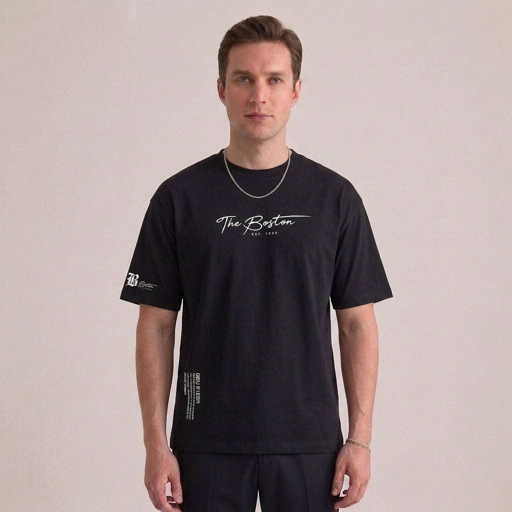 T-shirt met tekstprint, ronde hals en korte mouwen voor heren