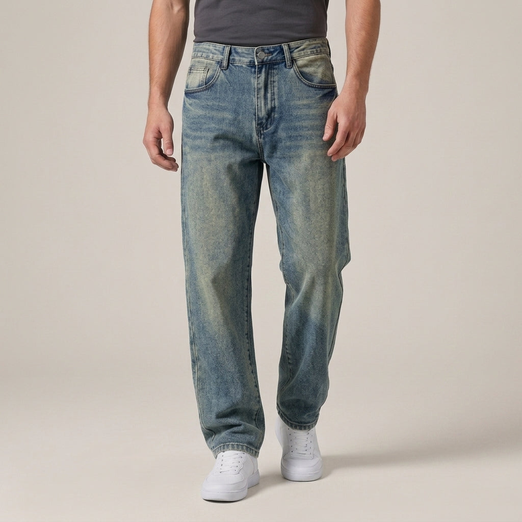 Rechte jeans met klassieke taille en vijf zakken voor heren