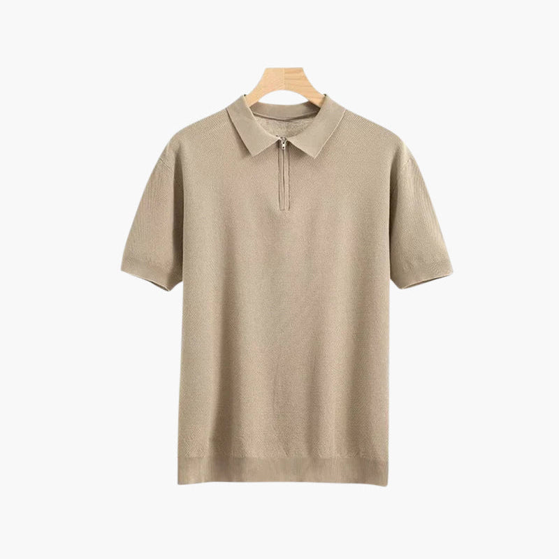 Mesh polo met ritssluiting en korte mouwen voor heren