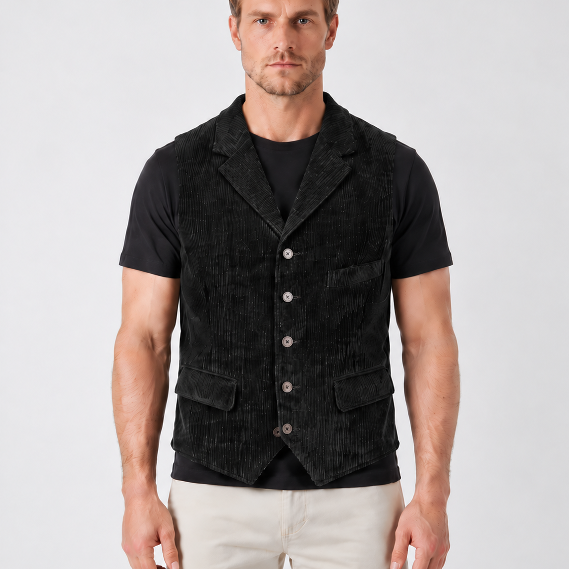 Corduroy Gilet met Brede Ribstructuur voor Heren