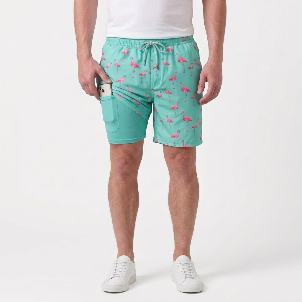 Zwembroek Met Flamingoprint En Trekkoord Voor Heren