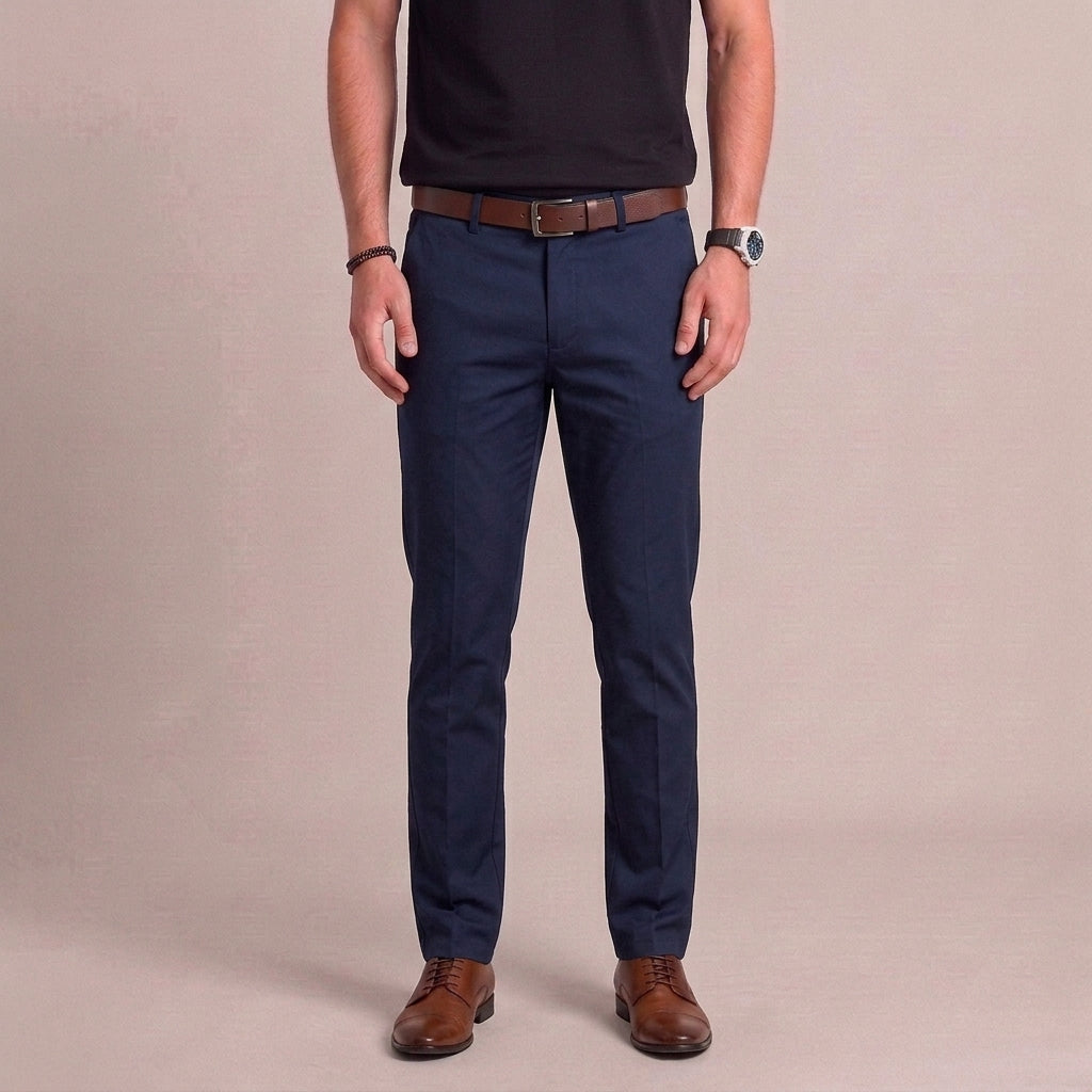 Stretch casual broek met comfortabele pasvorm voor heren