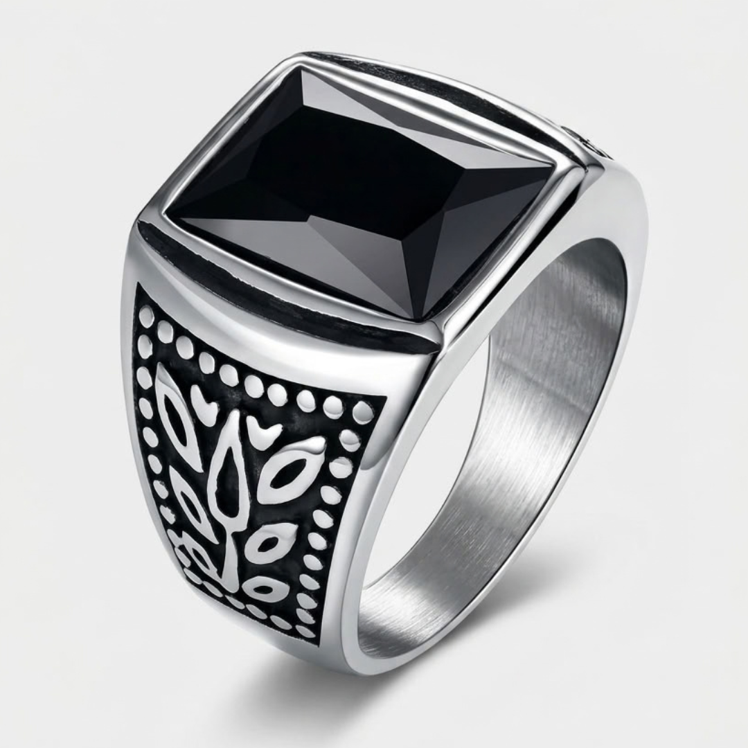 Statement Ring met Vierkante Steen voor Heren