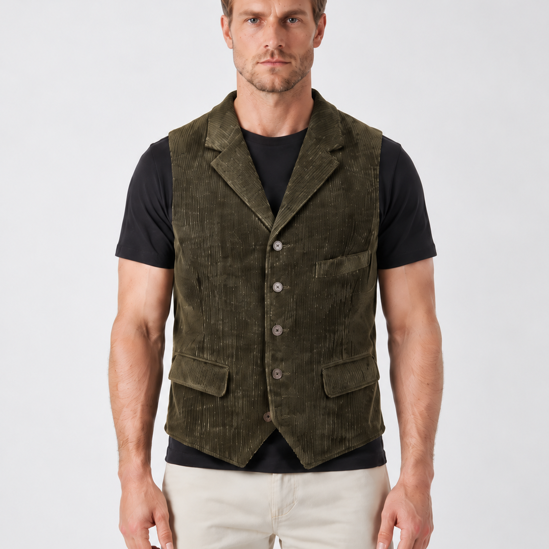 Corduroy Gilet met Brede Ribstructuur voor Heren