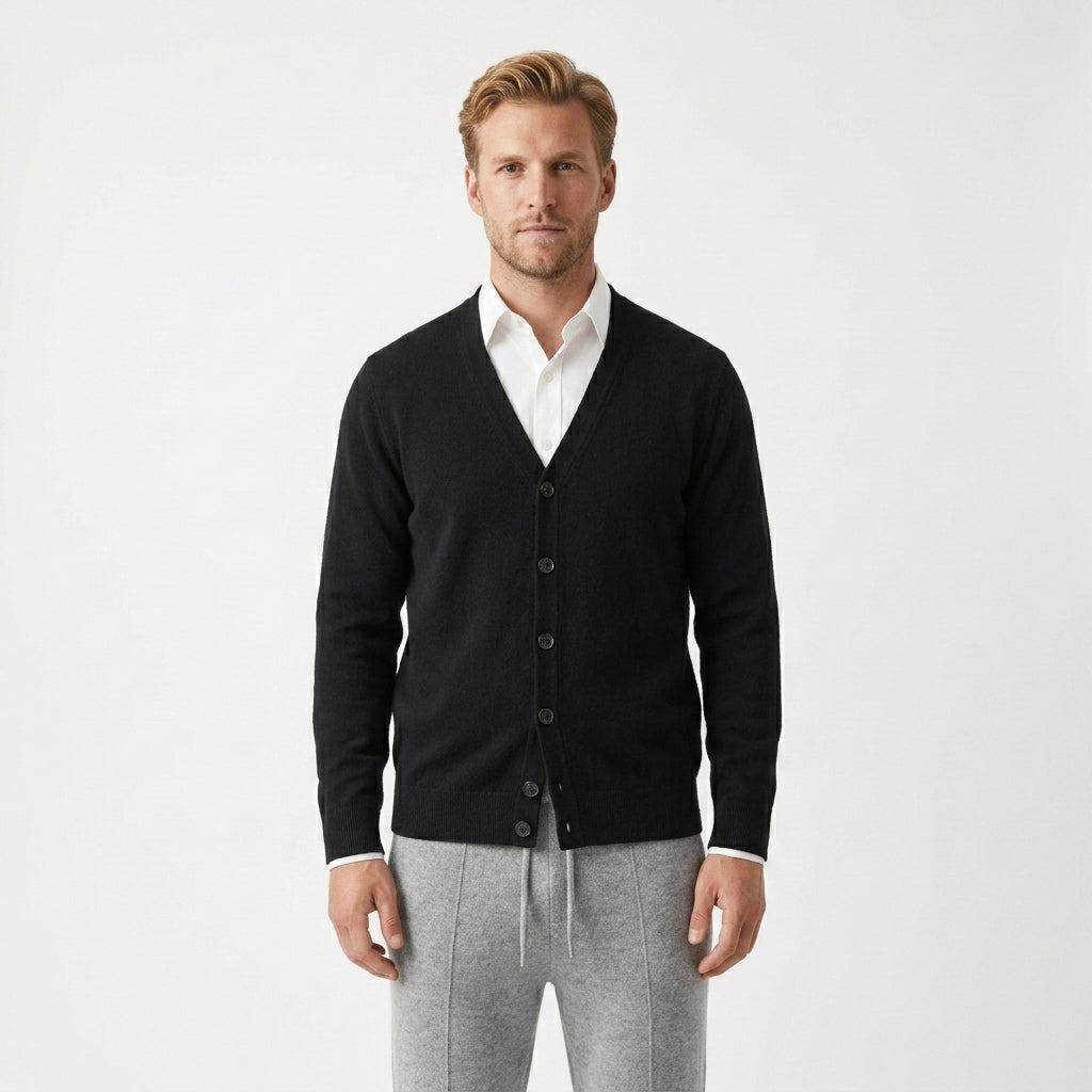 V-hals cardigan voor heren