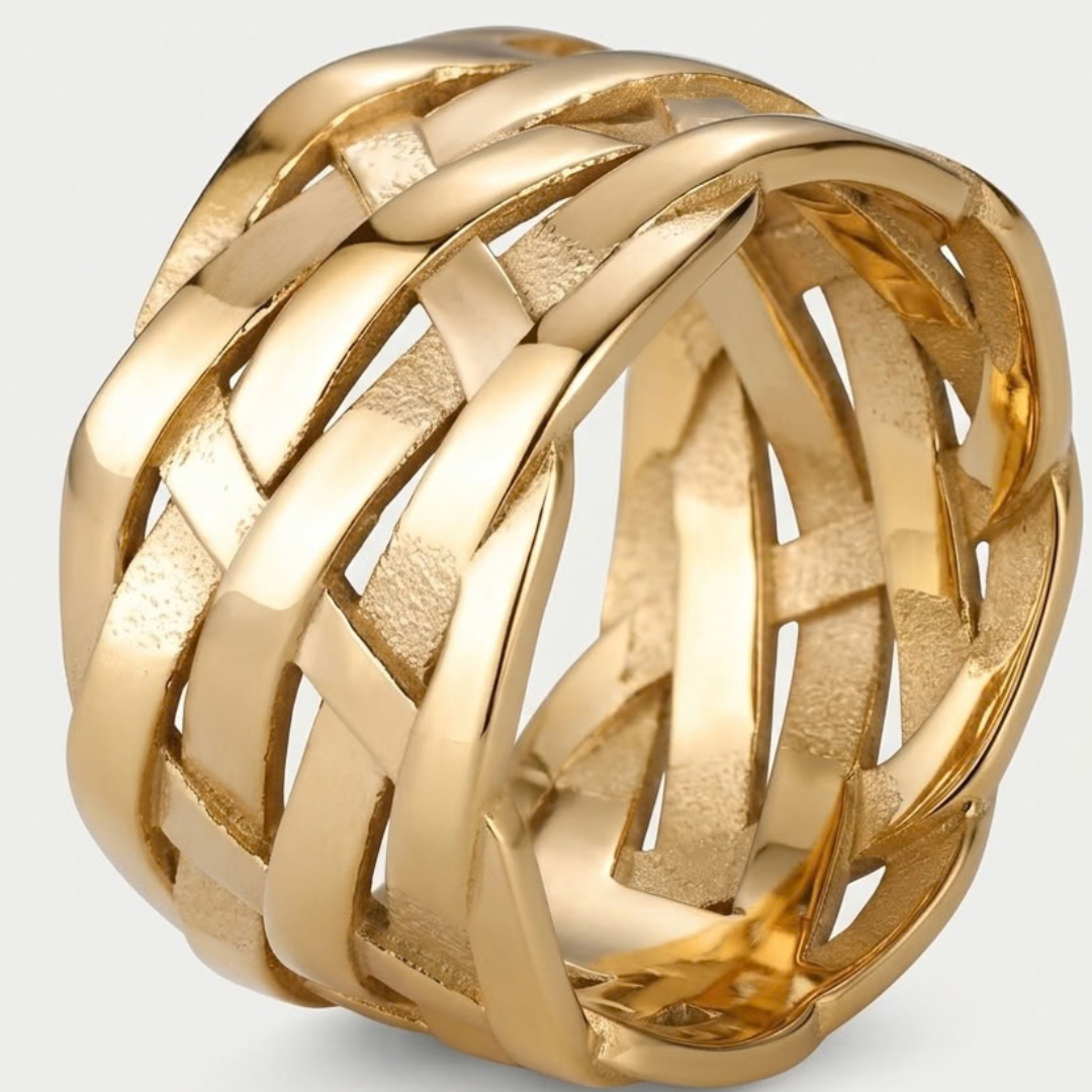 Vintage Viking Ring met Geweven Patroon voor Heren