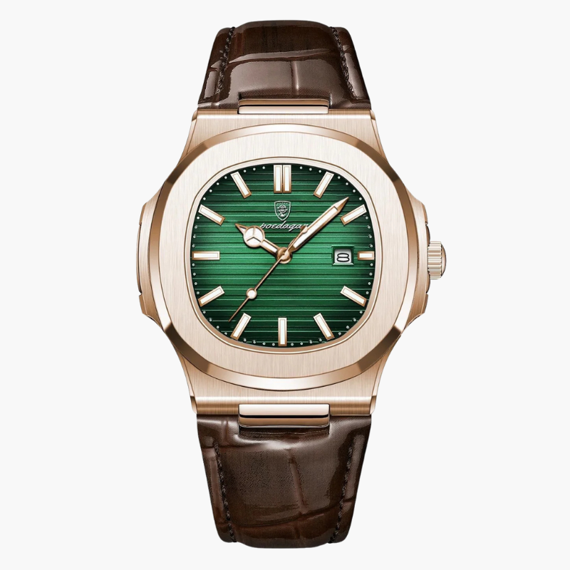 Chronograaf horloge met leren band en roestvrijstalen kast voor heren