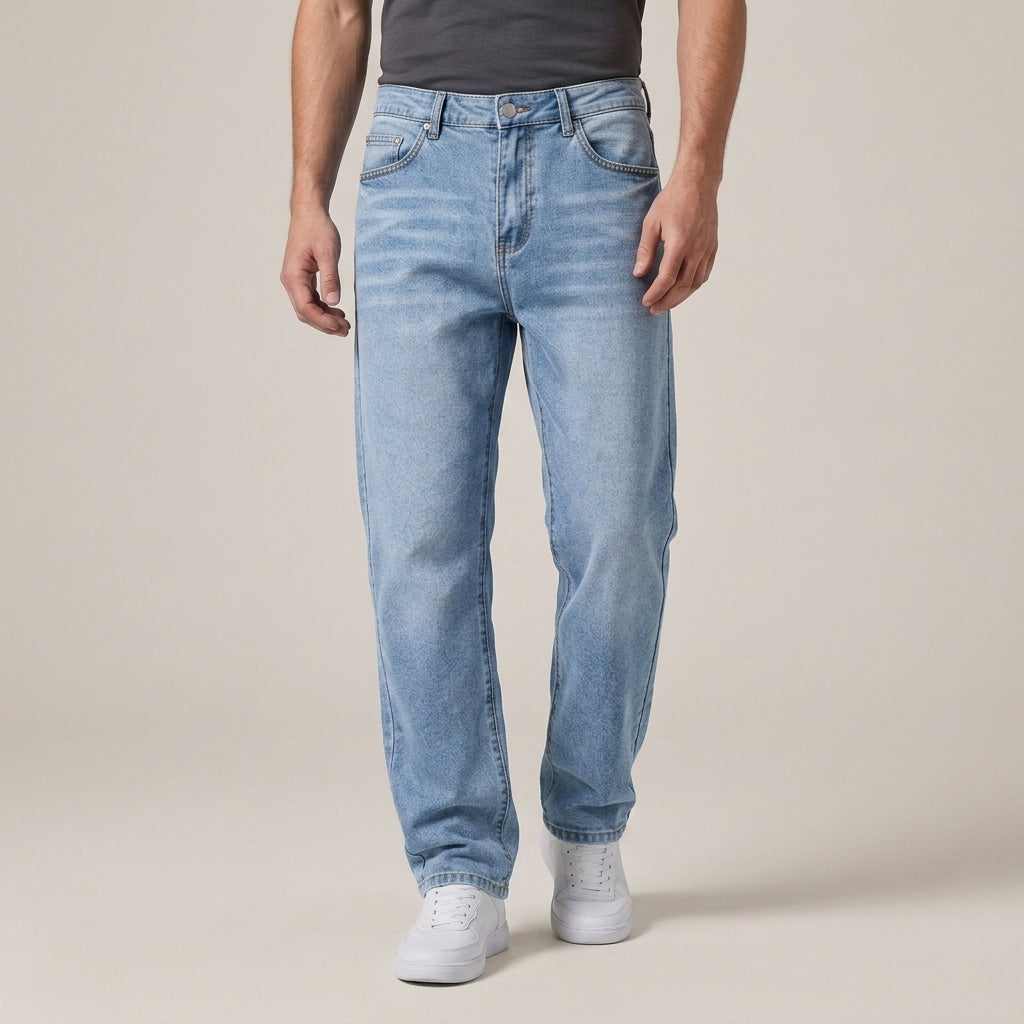 Rechte jeans met klassieke taille en vijf zakken voor heren
