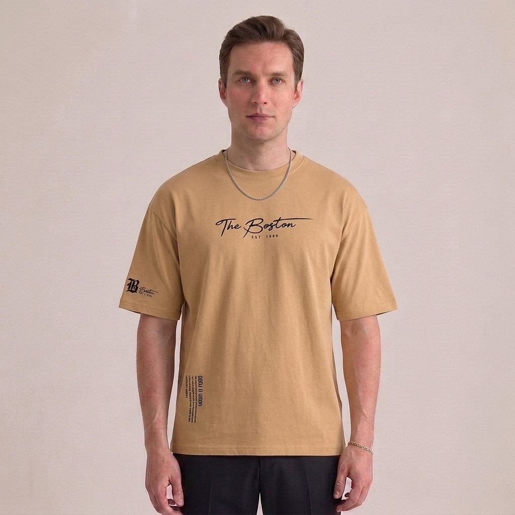 T-shirt met tekstprint, ronde hals en korte mouwen voor heren