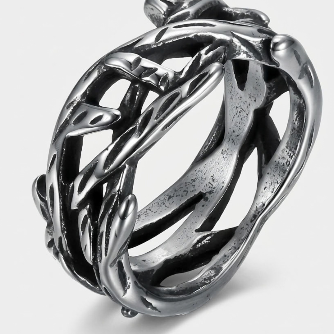 Vintage Viking Ring met Geweven Patroon voor Heren