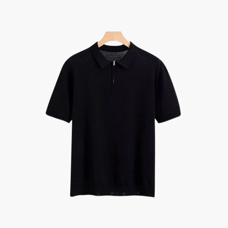 Mesh polo met ritssluiting en korte mouwen voor heren