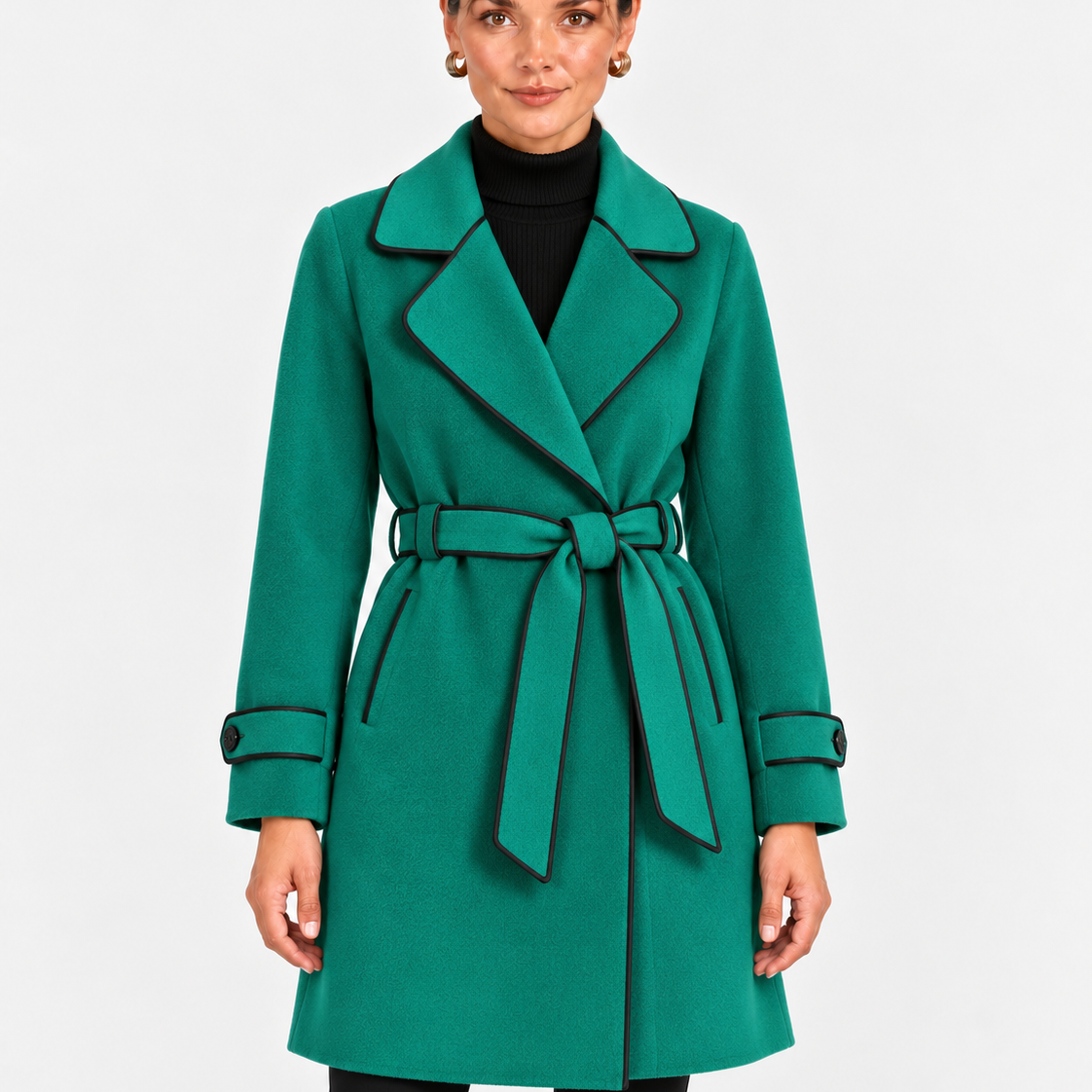 Elegante Wikkeljas met Tailleband en Contrasterende Bies voor Dames