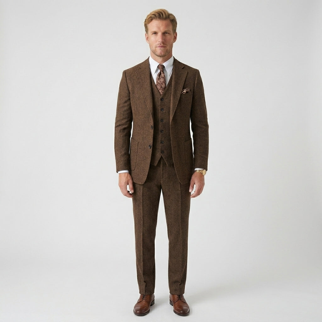 Driedelig slim fit pak voor mannen