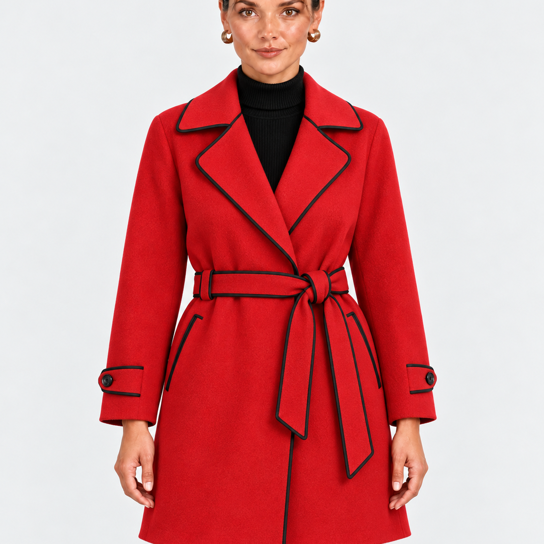 Elegante Wikkeljas met Tailleband en Contrasterende Bies voor Dames