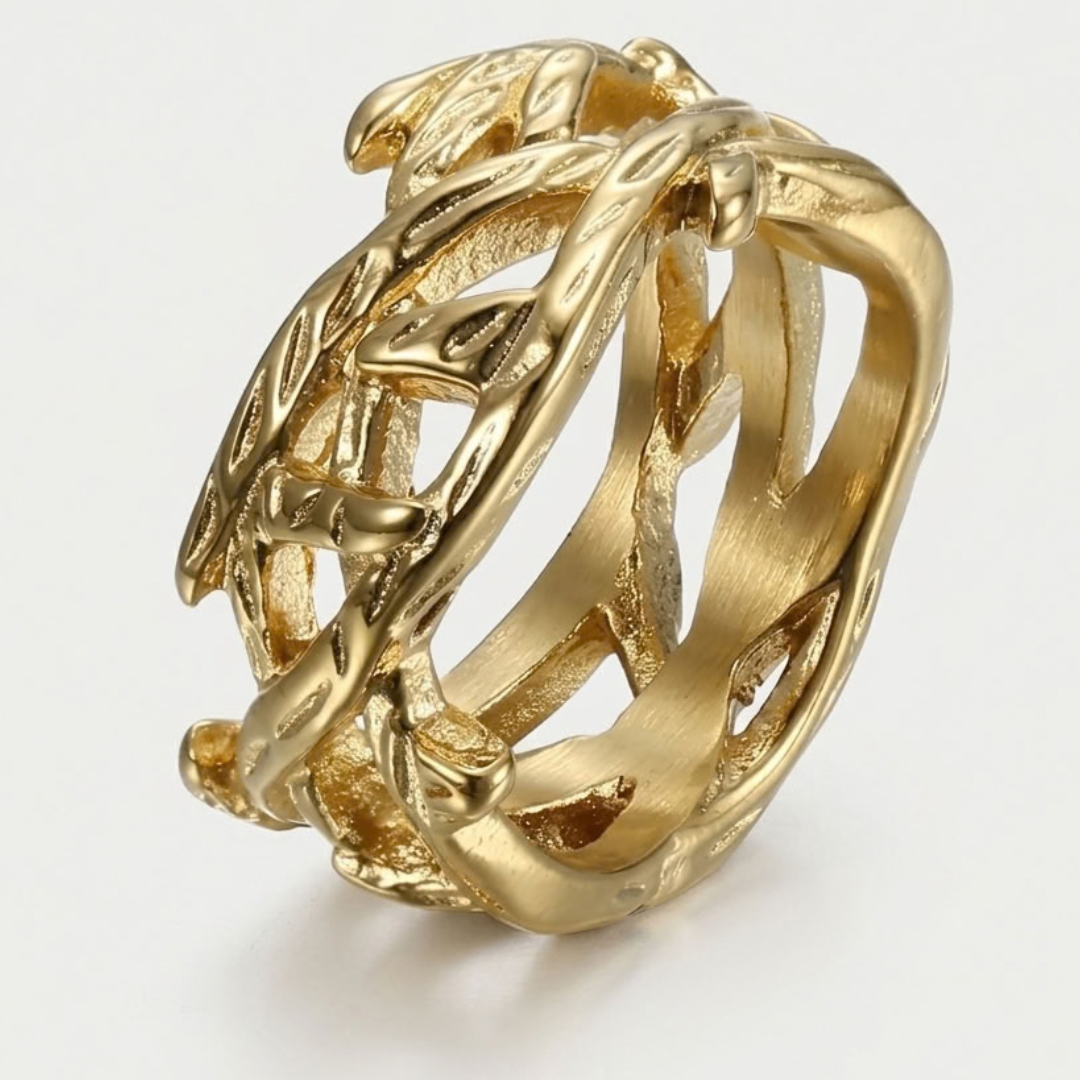 Vintage Viking Ring met Geweven Patroon voor Heren