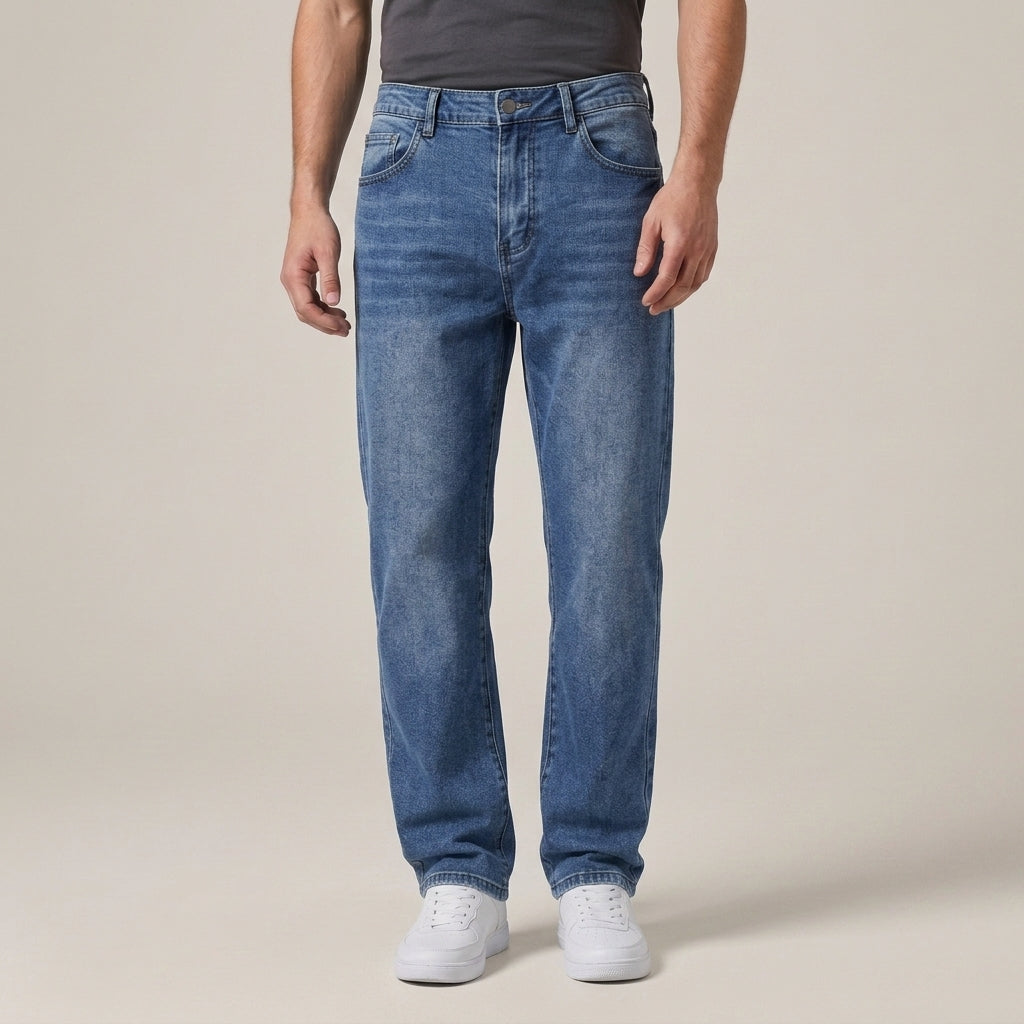 Rechte jeans met klassieke taille en vijf zakken voor heren