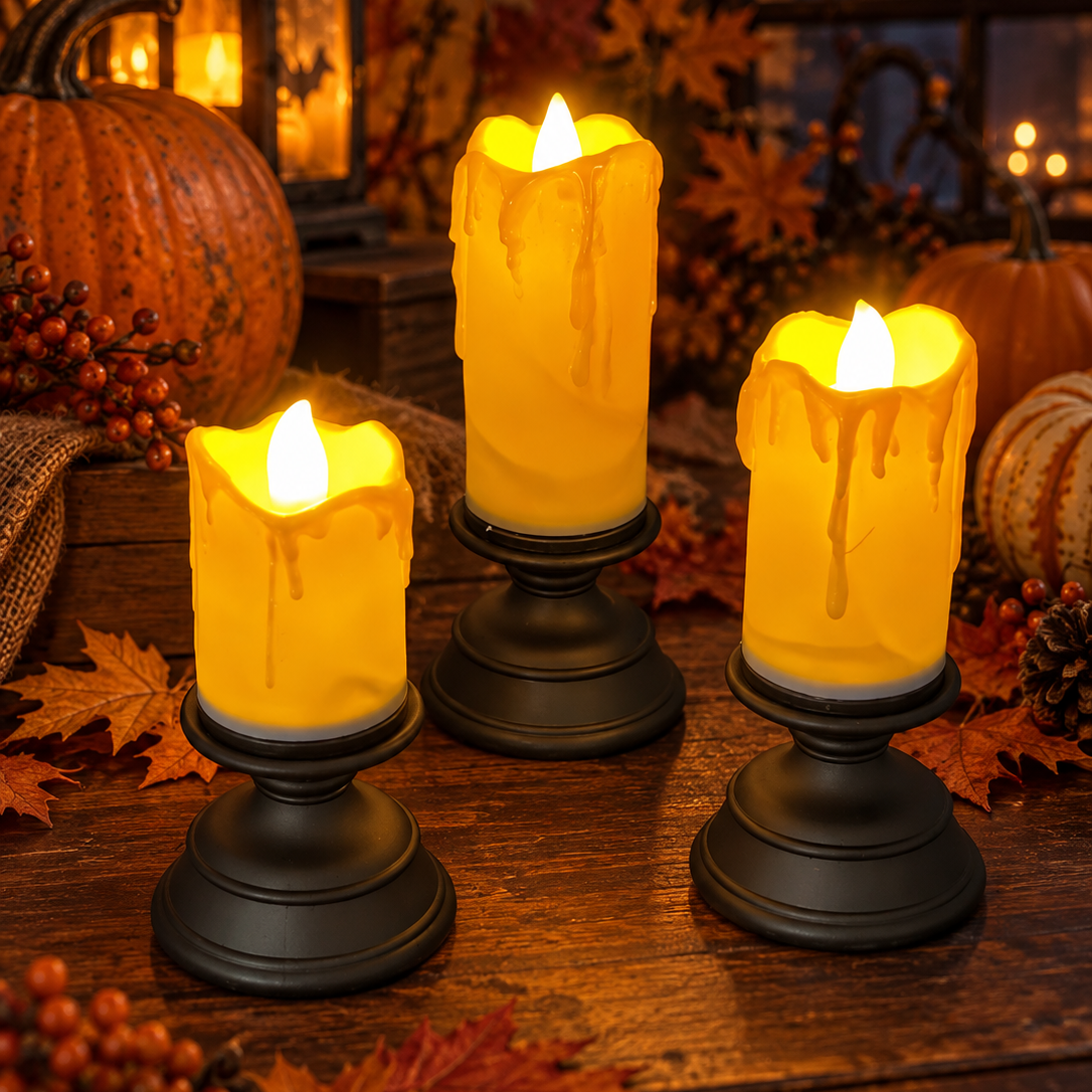 Vlamloze LED-stompkaarsen voor Halloween
