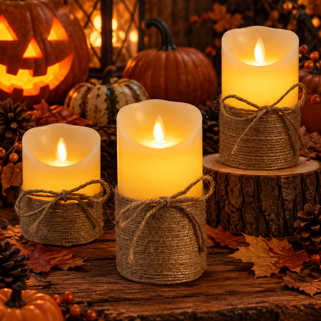 Vlamloze LED-stompkaarsen voor Halloween
