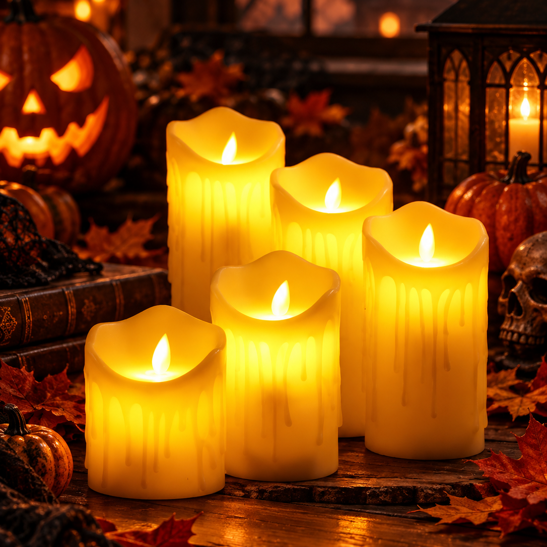 Vlamloze LED-stompkaarsen voor Halloween