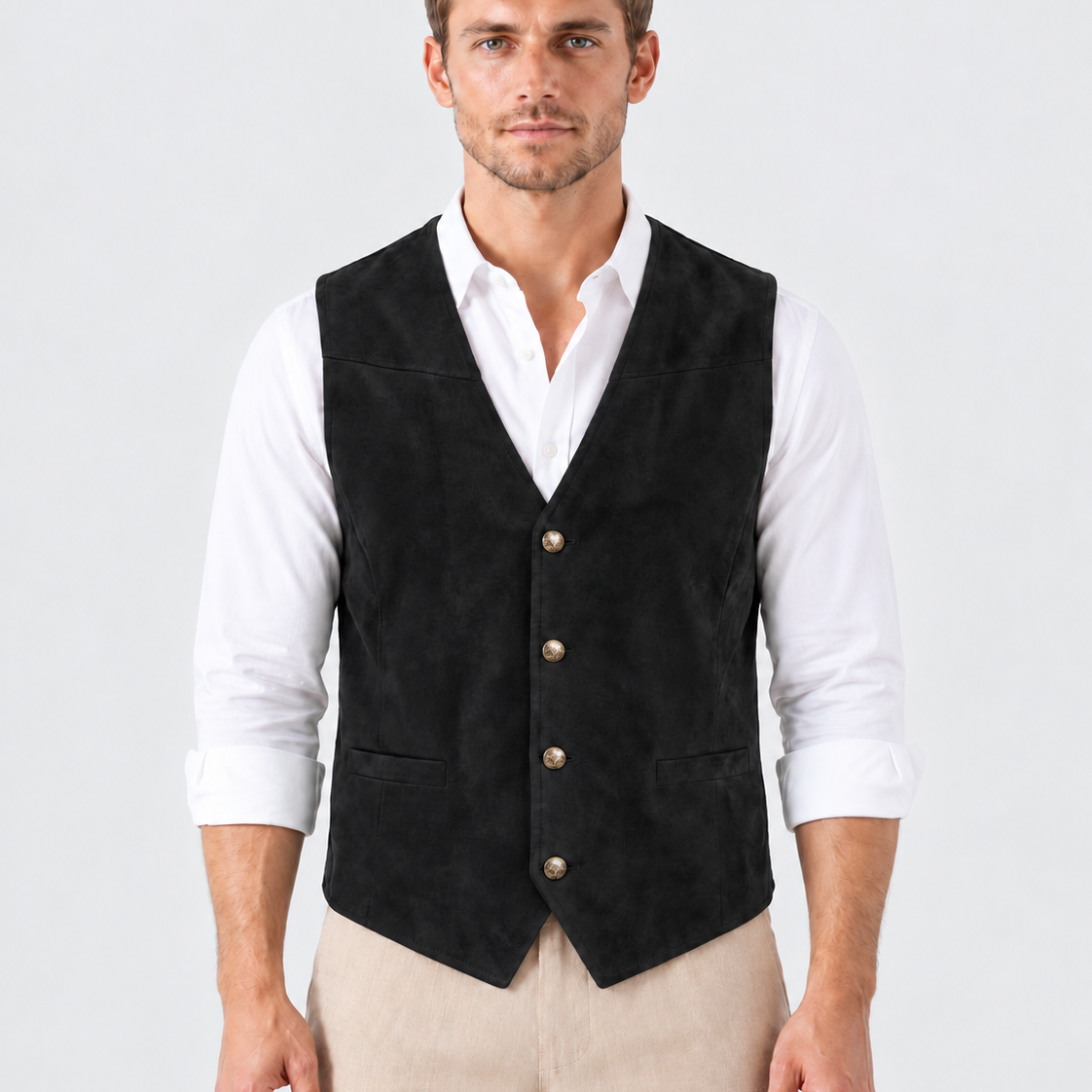 Klassiek Gilet met V-Hals en Knoopsluiting voor Heren