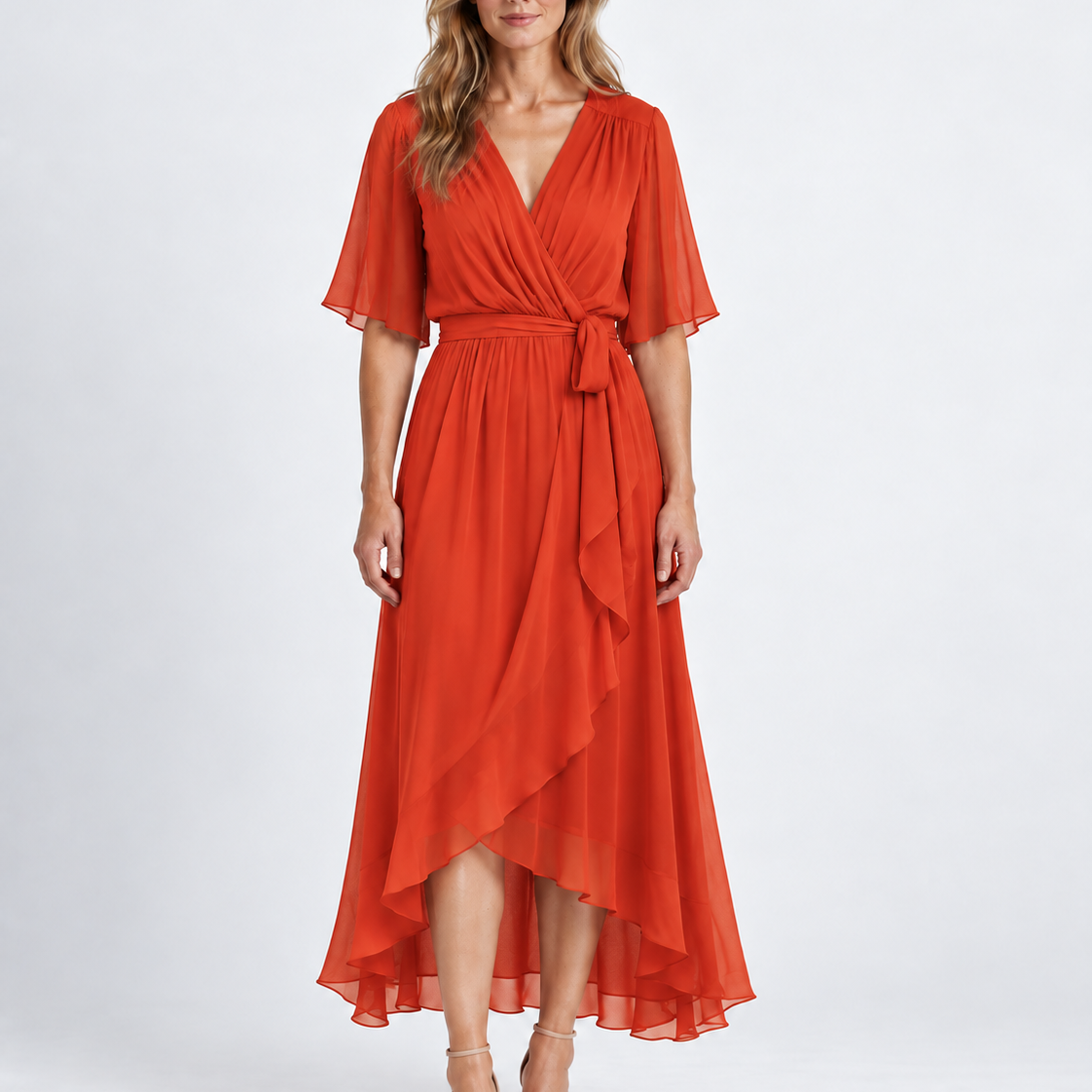 Elegante Wikkel Maxi-Jurk met Taillestrik voor Dames