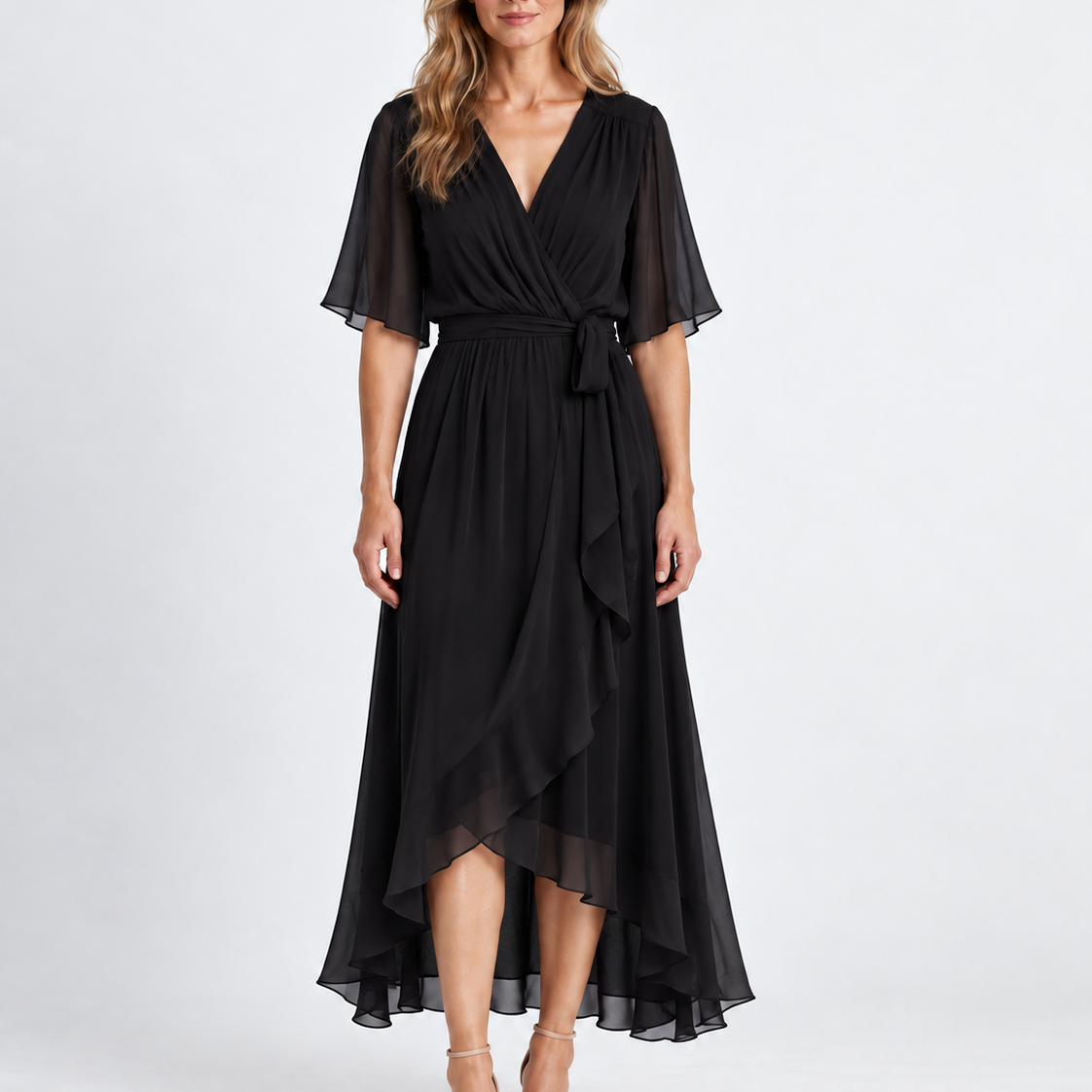 Elegante Wikkel Maxi-Jurk met Taillestrik voor Dames