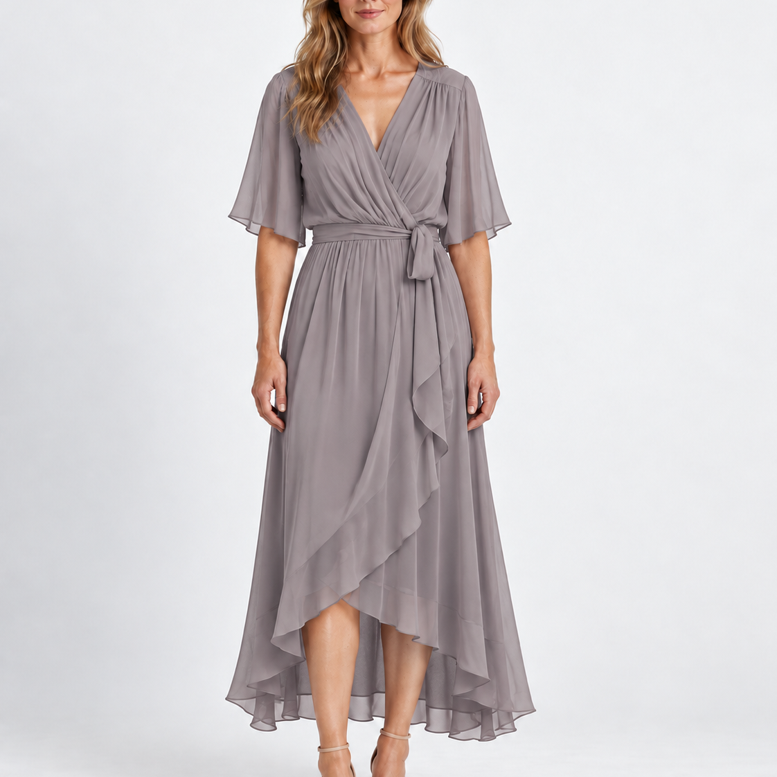 Elegante Wikkel Maxi-Jurk met Taillestrik voor Dames