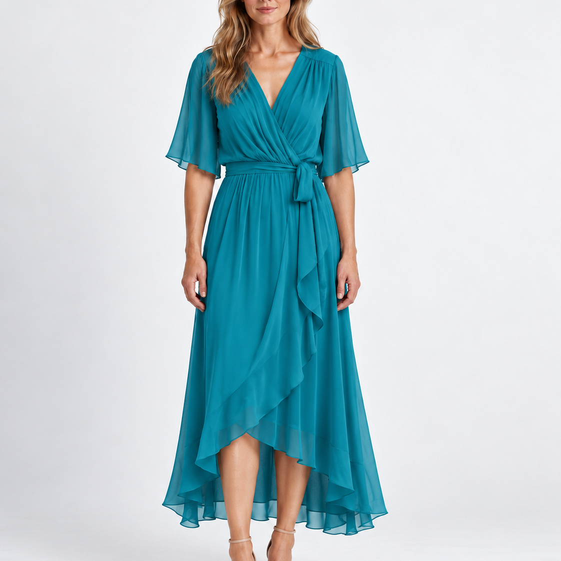 Elegante Wikkel Maxi-Jurk met Taillestrik voor Dames
