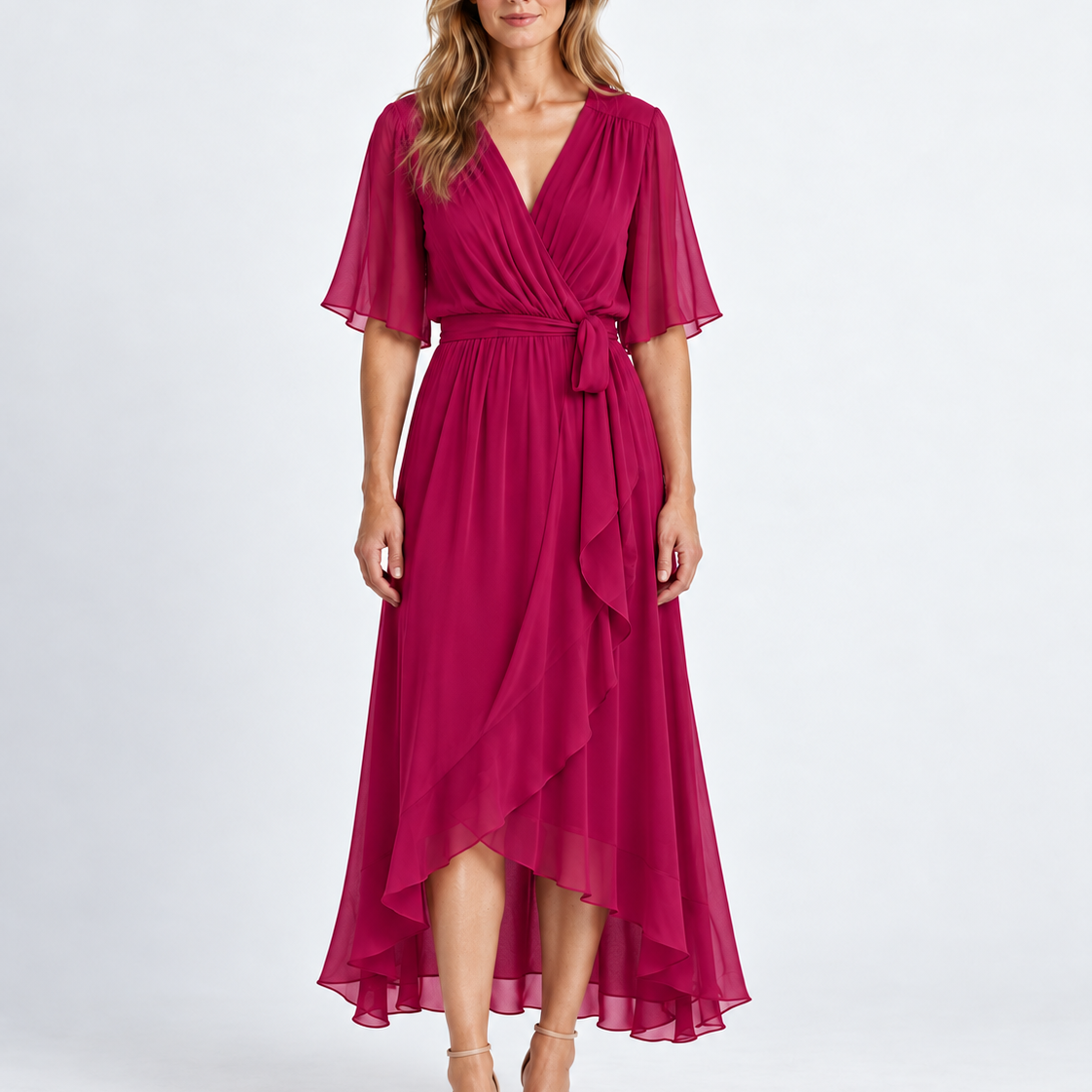 Elegante Wikkel Maxi-Jurk met Taillestrik voor Dames