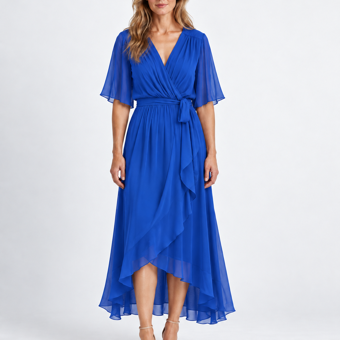 Elegante Wikkel Maxi-Jurk met Taillestrik voor Dames