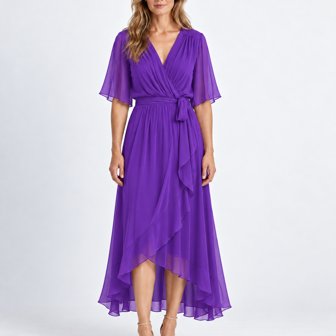 Elegante Wikkel Maxi-Jurk met Taillestrik voor Dames