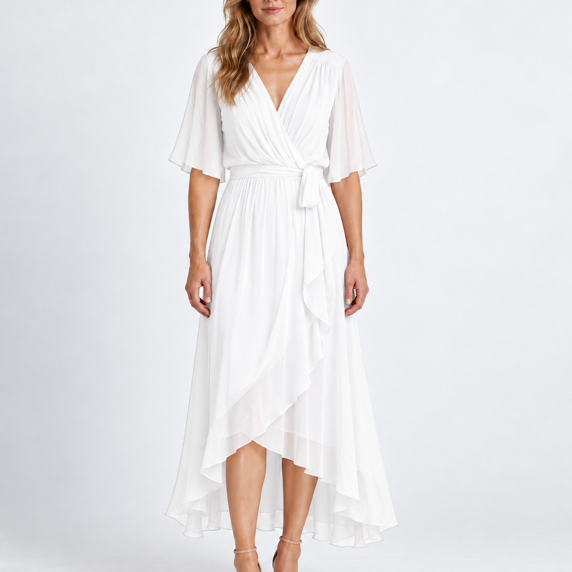 Elegante Wikkel Maxi-Jurk met Taillestrik voor Dames