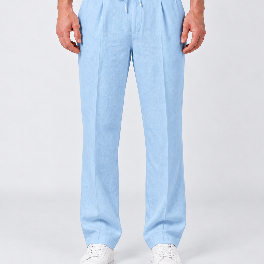 Linnen Broek met Rechte Pijpen en Verstelbare Taille voor Heren