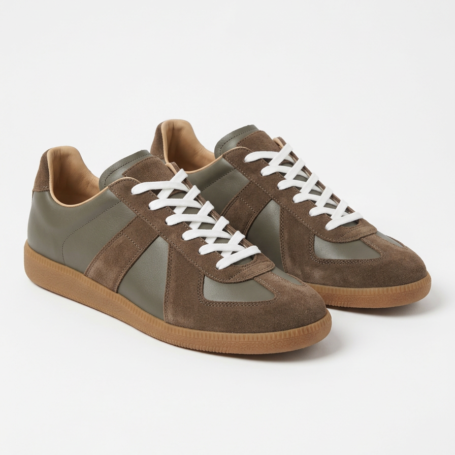 Lage Sneakers met Panelen en Veters voor Heren