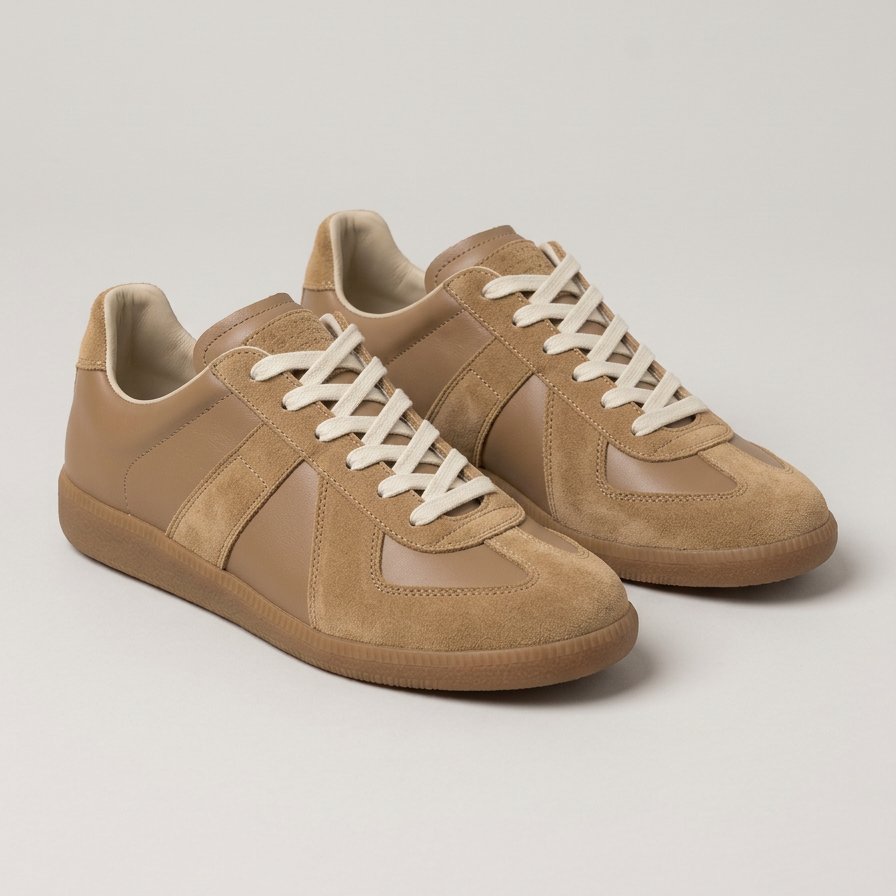 Lage Sneakers met Panelen en Veters voor Heren