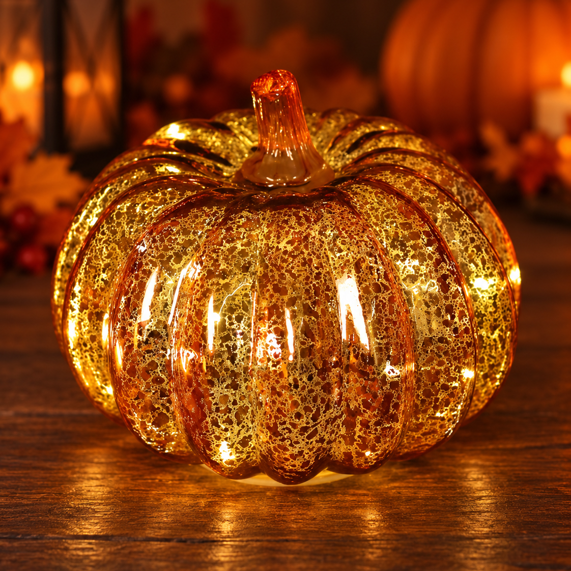Handgeblazen glazen pompoenlamp voor Halloween