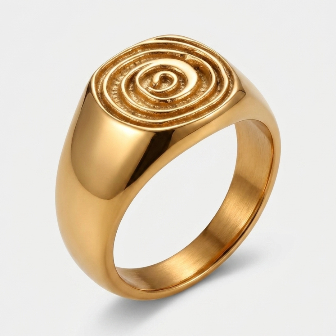 Ring Met Spiraalembleem Voor Heren