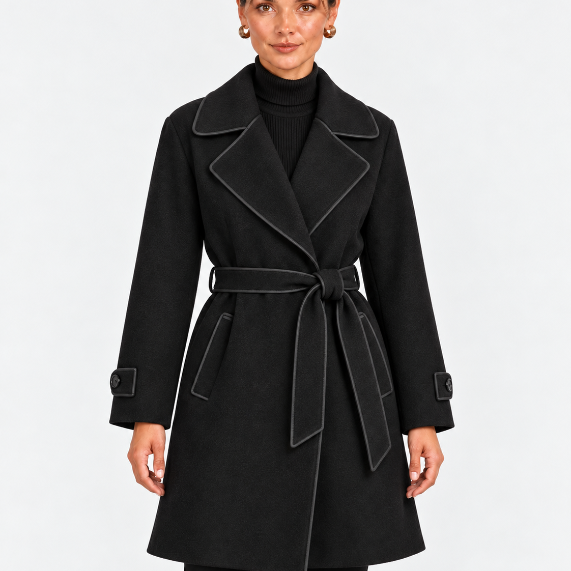 Elegante Wikkeljas met Tailleband en Contrasterende Bies voor Dames